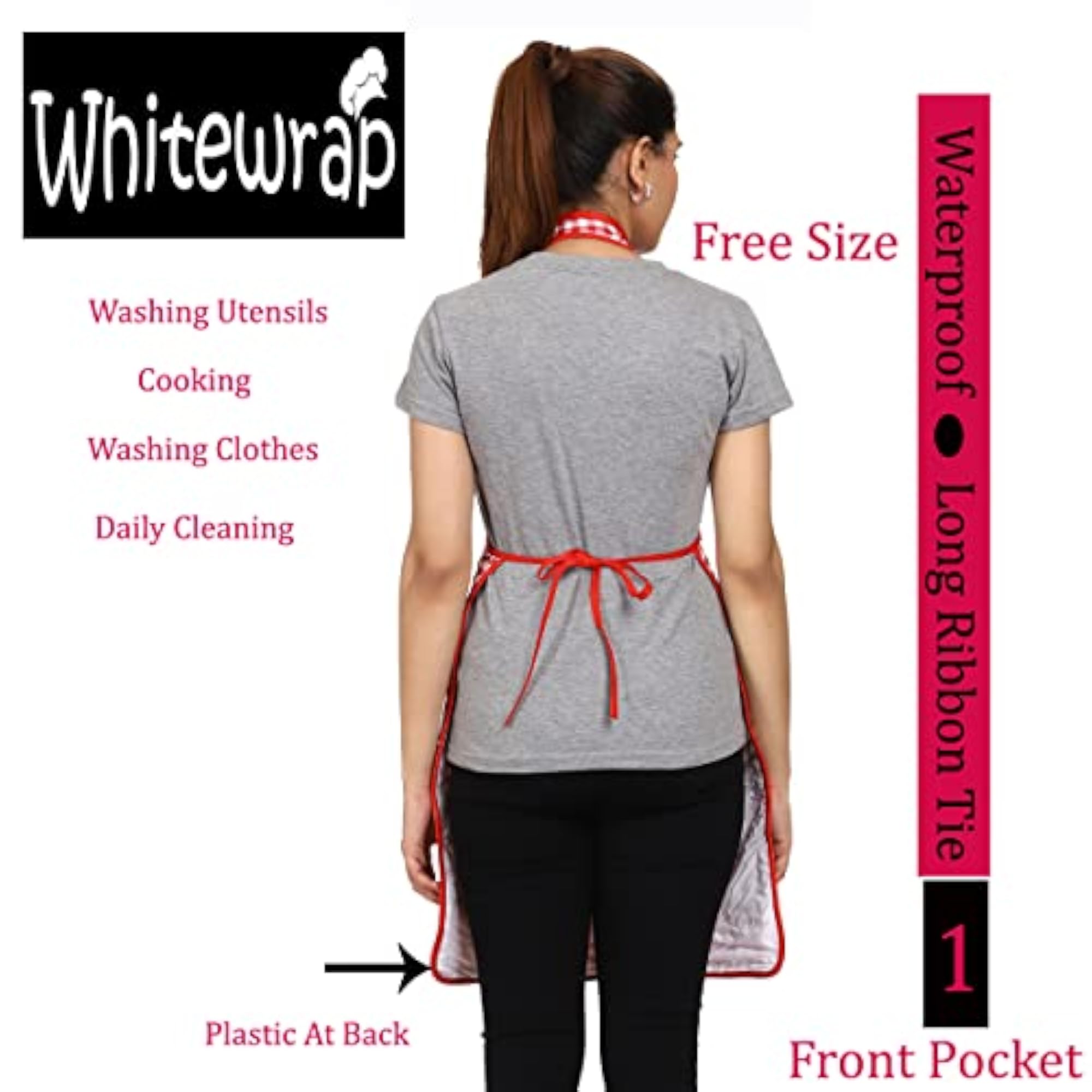 Women's Polka Dot Waterproof Kitchen Apron with Pockets