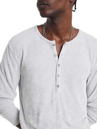 John Varvatos Men's Rosario Henley, Grey Mist2