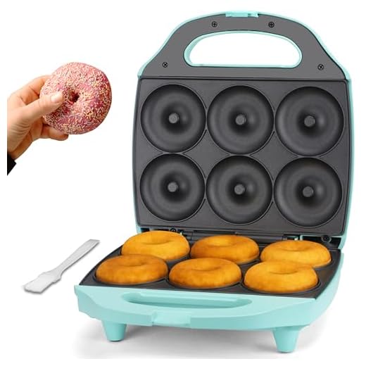 Baker’s Friend Mini Donut Maker Machine for Home, 6 x 3'' Mini Doughnut Maker Machine, Donut Maker for Kids, Maquina Para Hacer Donas, Donut Baking Pan, Donut Party, Aqua