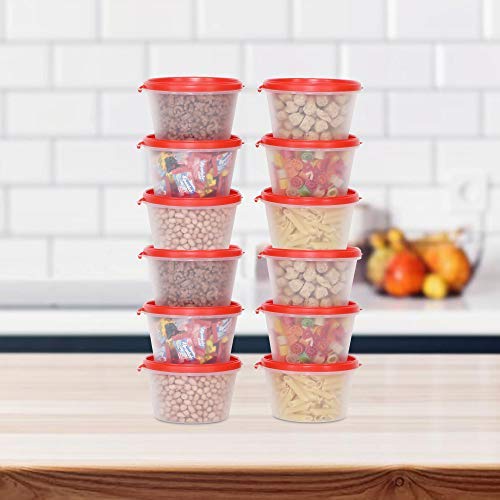 Image of Cutting EDGE Nesterware 750ml Stackable Food Container (Set of 12, Red) | BPA-free plastic, stackable design, leak-proof, kitchen storage, pantry, fridge, meal prep, reusable, travel use