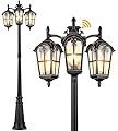 VIANIS Outdoor Post Lights Dusk to Dawn, Anti-Rust Vintage Lamp Posts Outdoor Lighting, 3-Head Aluminum Outdoor Street Fixture with Ripple Glass, Exterior Pole Lights for Yard Garden Driveway