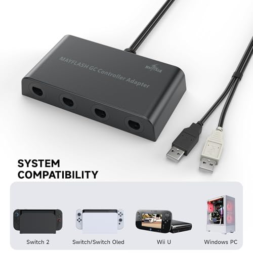 Adaptador de Mando de Gamecube compatible con Switch 2, PC Windows y Wii U de 4 Puertos 3