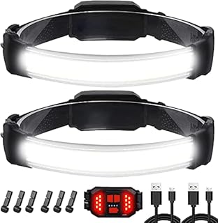 Head Torch,2 Packs LED Super Bright 1500 Lumens USB Rechargeable Head Torch,260° Wide Beam Headlamp,IPX6 Waterproof and Red Taillight(Independent ON and Off) Headlight,for Camping,Fishing,Hiking