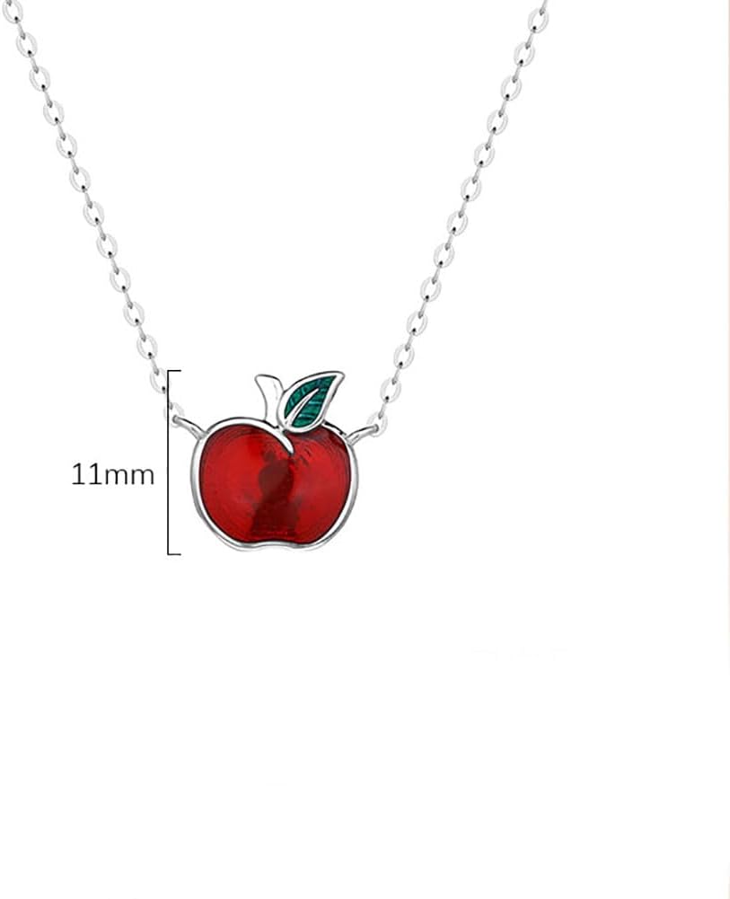Kokoma Red Apple Pendant Necklace 999 Sterling Silver Cute Fruit Charm Choker Nekclaces Teacher Necklace Adjustable Chain for Women Teacher Gifts - Image 6