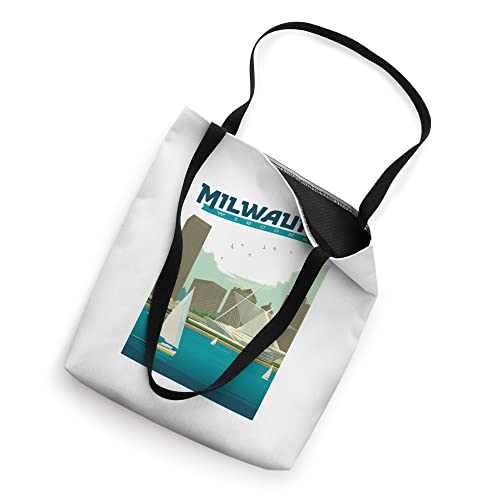 Bolso tote retro vintage con skyline de Milwaukee Wisconsin miniatura 2
