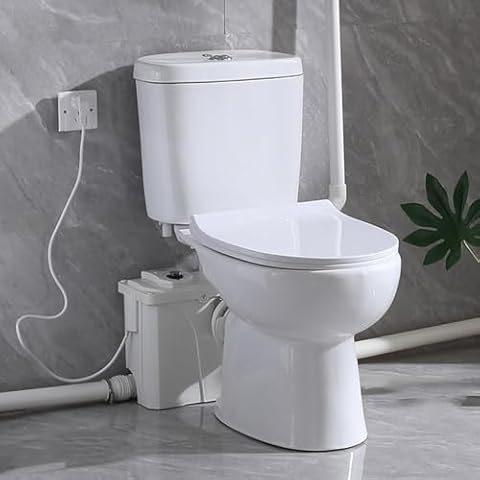 700W Macerator Toilet, 1HP Two Piece Upflush Toilet Kit Included Toilet Bowl, Water Tank, Soft Closing Seat, Extension Pipe Between Toilet and Pump,Automatic Start and Stop (FLOWC-700) Cover