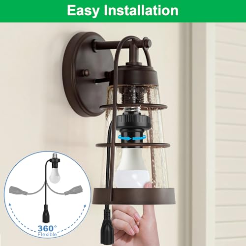 uyodm 3 in 1 light socket outlet adapter support 3 prong light bulb socket e26e27 light socket to plug adapter with extension cord for garage porch patio cctv camerablack