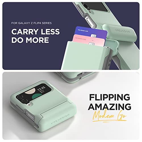 Vrs Design Terra Guard Modern Go Phone Case For Galaxy Z Flip 4 5G (2022), Premium Modern Neat Style Spring-Loaded Hinge Cover Wallet Case (Marine Green) #TOP4