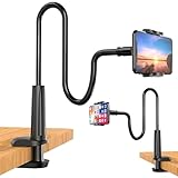 Soporte para Móvil con Cuello de Cisne 360° Flexible con Pinza para iPhone 16/15/14/13/12/11 Pro MAX,6 Pulgadas -Soporte Ajustable para Mesa y Cama.
