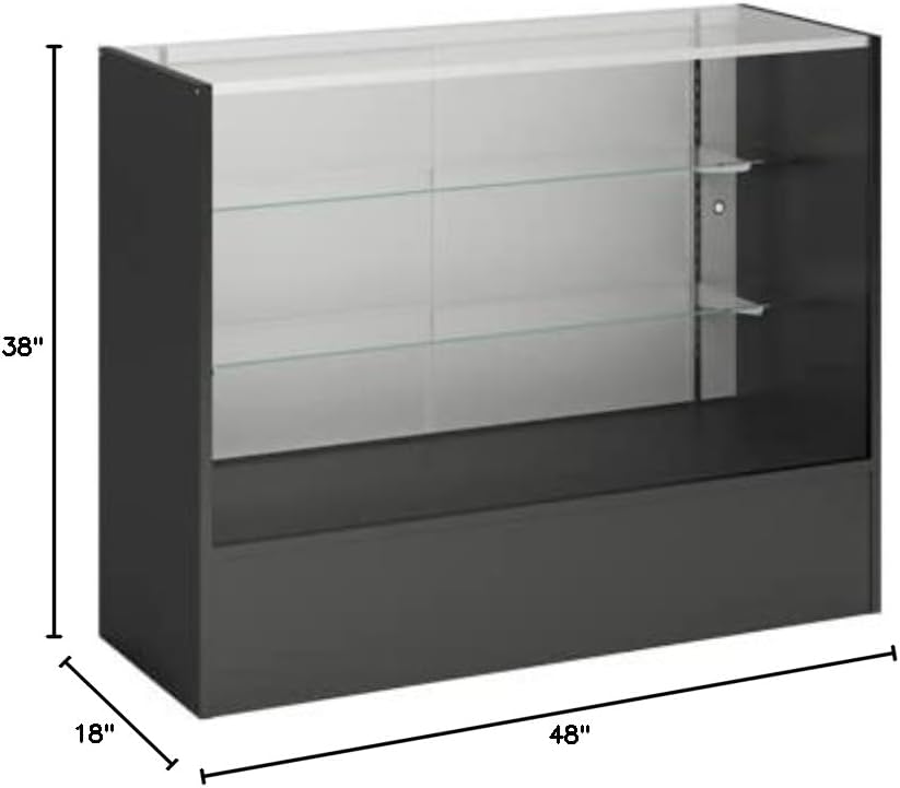 Only Garment Racks 48" Black Display Case - Full Vision Showcase Ready to Assemble