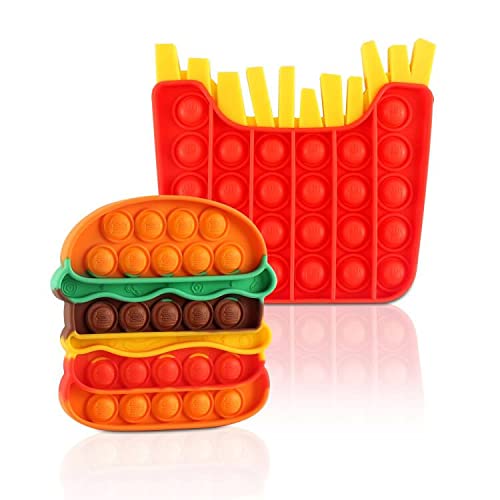 Timford Fidget Toys Push It with Pop Sound, Bubble Pop Popping Hand Toys Sensory Fidget Toy , Relieve Stress Toy for Autism, Pop Game Toy for Kids Boys Girls, Hamburger & Fries Shapes