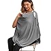 Nursing Cover for Baby Breastfeeding, Knit Breastfeeding Cover, Warm Cozy Swaddle, Breathable and Soft, Wide Neck with Stretch for Easy View (Grey)