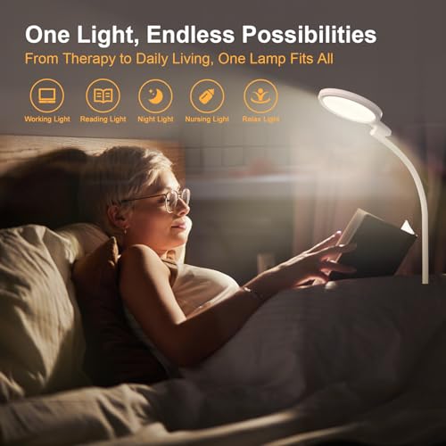 SAD Lamp Floor Standing, 10000 Lux Light Therapy Lamp UV-Free, 18W Round Daylight Lamp with Remote & Touch Control, Adjustable Height Floor Lamp, 5 Brightness, 5 Colour Temperatures & Timer - Image 6