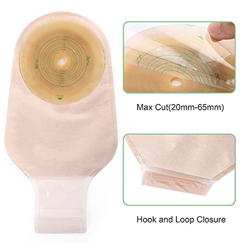 Lotfancy Colostomy Bags, 20 Pcs One Piece Drainable Pouches With Hook And Loop Closure For Ileostomy Stoma Care, Cut-To-Fit(Max 64Mm), Ostomy Supplies #TOP6