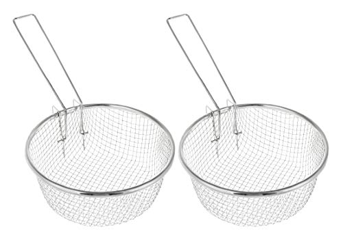 Deep Wire Basket for Cooking - Pack of 2 - Commercial Stainless Steel Fry Baskets With Handle - Deep Fryer Strainer - 7 Inches