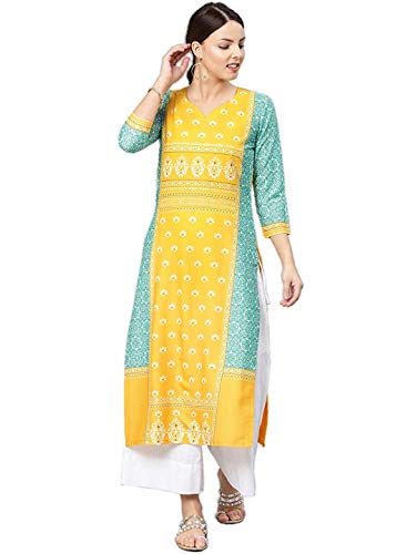 Image of Vaamsi Women's Poly Crepe a-line Kurta (VPK1583 S Multicoloured Small)
