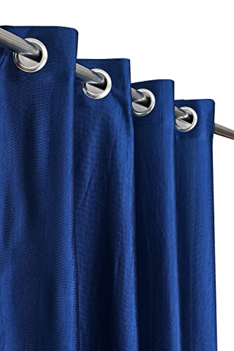 Image of DEVSANG Polyester (2 Print and 1 Solid) Grommet Curtains for Window 6 Feet Long Set of 3, Blue