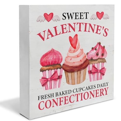 Valentines Decor, Valentines Day Decor Sweet Baked Cupcakes Wood Sign