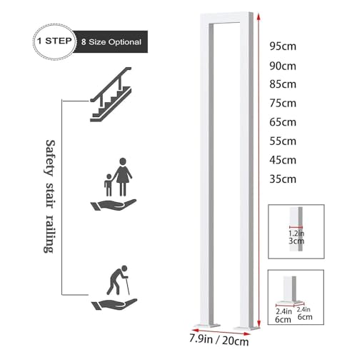 Garde-corps d'escalier en forme de U avec kit installation complet pour marches en métal - 2