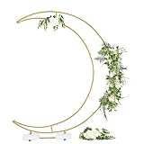 Vincidern 6.9ft Moon Wedding Arch Backdrop Stand, Metal Crescent Moon Arch for Wedding Ceremony, Bridal Shower, Birthday Party, Anniversary Backdrop Decoration, Indoor & Outdoor Use (Gold)