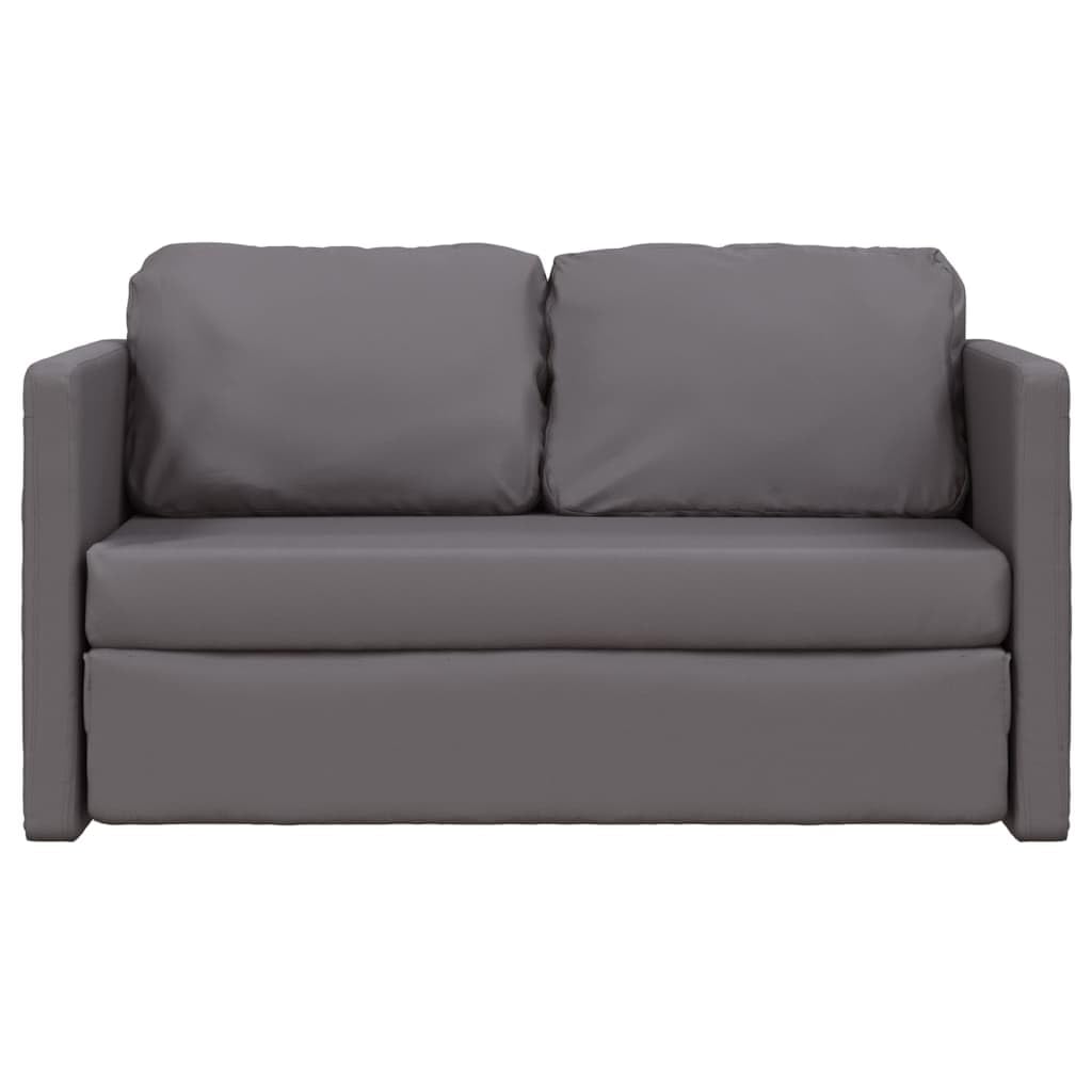 Sofa podłogowa z funkcją spania, szara, 112 x 174 x 55 cm, sztuczna skóra, składana, do salonu i małych pomieszczeń