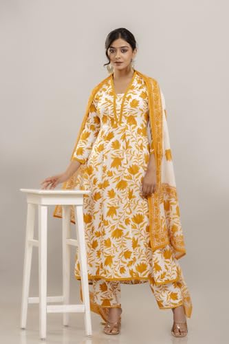 Image of PARTHVI Women's Printed Anarkali Kurta With Palazzo & Dupatta Set