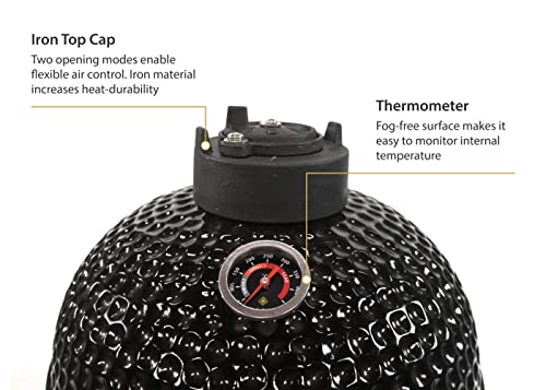 Vessils 9.8-In W Kamado Charcoal Bbq Grill – Heavy Duty Ceramic Barbecue Smoker And Roaster With Built-In Thermometer And Stainless Steel Grate #TOP2