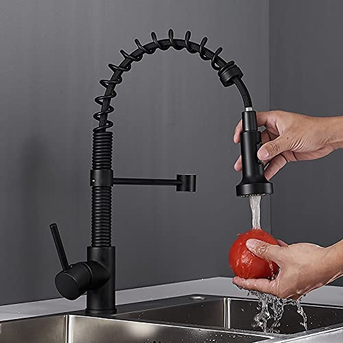 Robinet de cuisine à ressort orientable et flexible pour grand évier