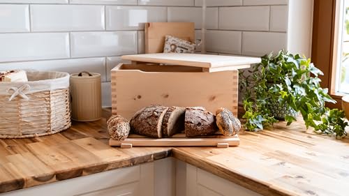Brotkasten aus Zirbenholz mit Deckel und Ablagegitter – 3-teilig