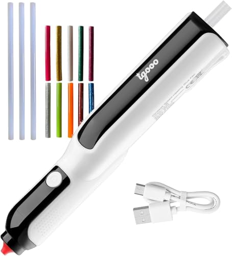 igooo Cordless Glue Pen Mini Hot Glue Gun 6s Preheat Automatic Glue Stick Feeding Rechargeable Li-ion Battery 7mm Stick Perfect for Crafting and DIY (12 sticks)