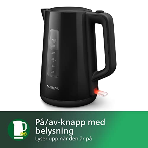 Philips Series 3000 Vattenkokare 1.7L med Fjädrat Lock, Svart