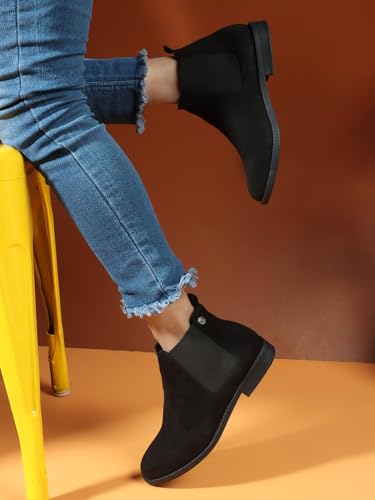 Image of Carlton London Women Comfortable fashionable low Heel Ankle Height Boots for Daily use, Office use, Casual use