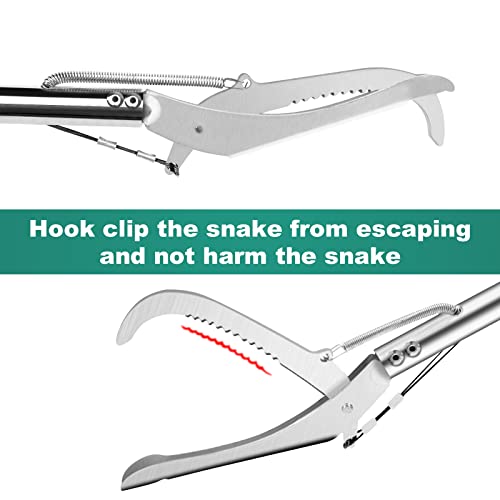 Konky 47-Inch Stainless Steel Professional Snake Catcher, Reptile Grabber Standard Snake Tong Stick Outdoor Handling Tool Trash Picker With Zigzag Wide Jaw, For Camping, Garden, Jungle, Bush, Desert. #TOP3