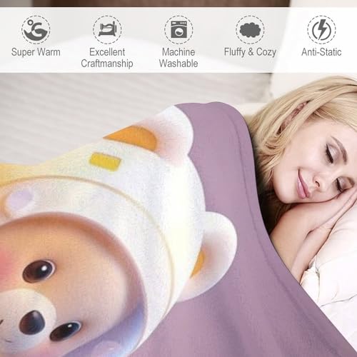 Couverture ours mignon flannel douce cadeau idéal pour voyage lit et canapé - 4