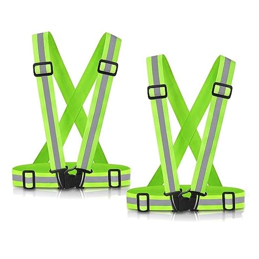 SAWNZC Running Reflective Vest Gear 2Pack with 4 Reflective Bands, Adjustable Safety Vests High Visible Reflective Belt Wristbands Straps for Night Running Outdoor Cycling Motorcycle Dog Walk Jogging