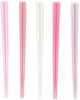 Koolemon 5 Pairs Pink Fiberglass Reusable Chopsticks - Non-Slip Grip, Heat-Resistant, Perfect for Sushi, Noodles & Asian Cuisine