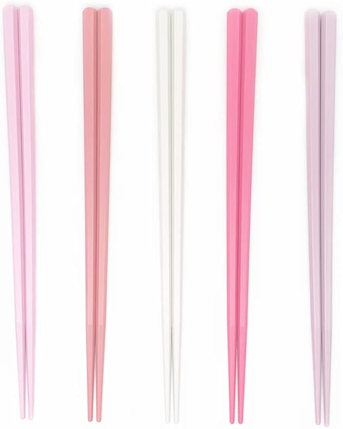 5 Pairs Fiberglass Reusable Chopsticks, Non-Slip, 5 Pairs Set (Pink)