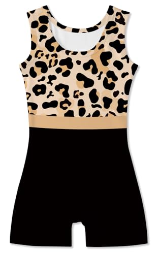 TUONROAD Leotards for Girls Gymnastics Size 10 Teen Girl's Brown Leopard GYM Unitards for Age 9 Girls' Sporty Drift Tumbling Outfits Size 8 10 Youth Girl 3D Print Tight Dancewear for Birthday - Thumbnail 2