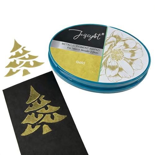 Metallic Pigment Ink Pad Gold Shiny Ink for Rubber Stamping Card Making Scrapbooking & DIY Craft Projects God Pigment Stamp Ink Pads