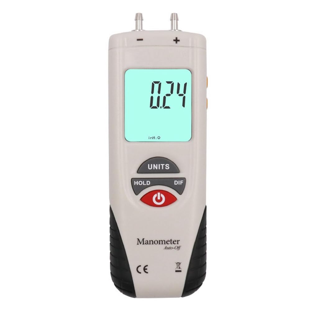 Ctrlzs Gas Pressure Gauge Ht-1890 Digital Manometer Dual Port Air Pressure Meter Hvac Data Hold Testing Capability