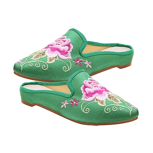 Pantoufles brodées femme chaussures intérieur tissu premium style décontracté