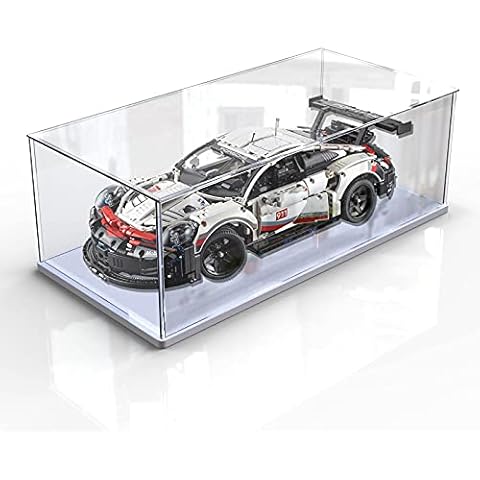 Nynelly Display Case for Collection, Display Case for Lego 42083 42096 Transparent Acrylic Box with Base Dust Proof for Action Pop Figures, 23.6 x 11.8 x 7.9 inches, White Cover