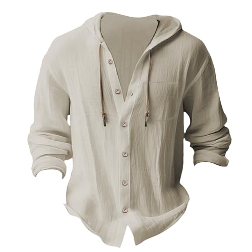 Guayabera Shirts for Men Cotton Linen Tropical Hoodies Button Down Holiday Casual Hawaiian Long Sleeve Loose Tops4