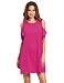 Milumia Women's Summer Cold Shoulder Ruffle Sleeves Shift Dress Rose L