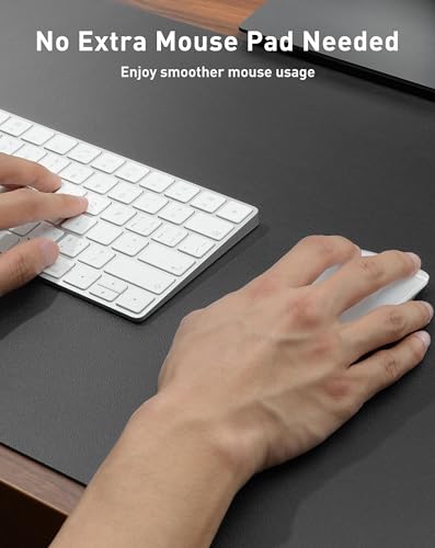 Image of Aothia Faux Leather Desk Mat - Large Mouse Pad, Non-Slip PU Leather Blotter, Waterproof Writing Surface for Office and Home (Grey, 63 inch x 17 inch)
