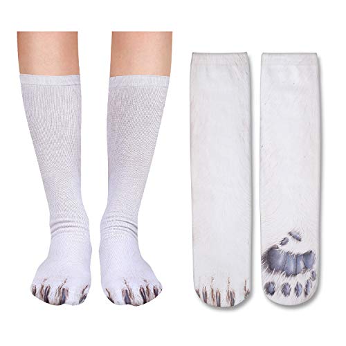 Zmart Unisex Funny Polar Bear Paw Socks Animal Paw Socks Bear Gifts, Crazy Bear Socks Men Bear Socks Women