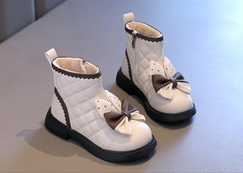Toddler Girls Adorable Bowknot Fur Lined Ankle Boots Kids Outdoor Side Zipper Short Booties Winter Warm Shoes3