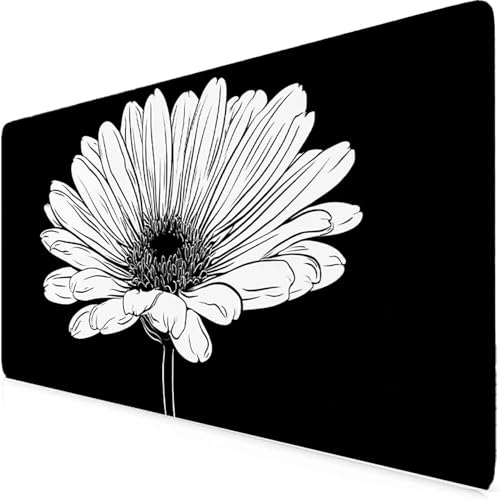 Tapis de souris XXL noir 600x300mm avec motif fleur de lotus