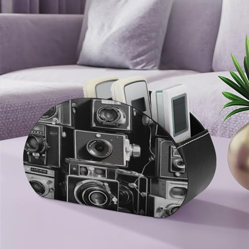 Support de télécommande en cuir rétro avec 5 compartiments pour bureau et maison