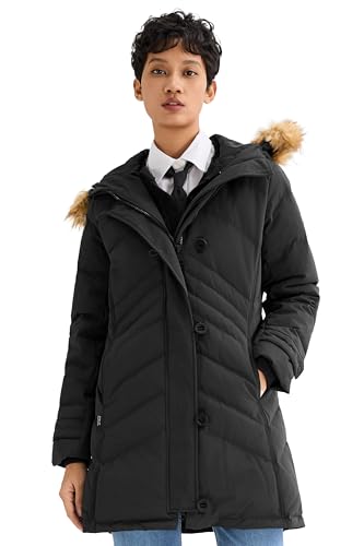 Orolay Women's Hooded Slim Puffer Jacket Quilted Mid Length Winter Down Coat